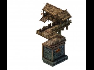 game model - prairie scene - black wind village en Modelo 3D