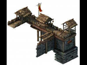 game model - prairie scene - black wind village en Modelo 3D