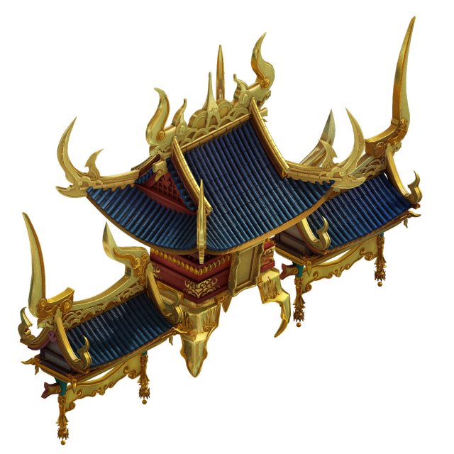game model - bi la city - royal palace roof 3D Model .c4d .max .obj .3ds .fbx .stl .blend 