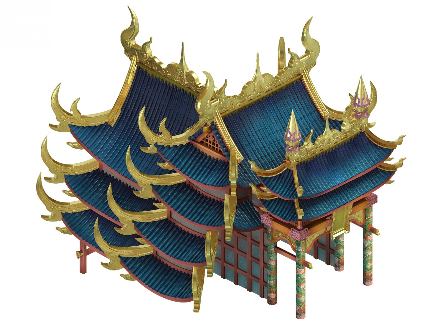 game model - bi la city - royal palace 02 3D Model .c4d .max .obj .3ds .fbx .stl .blend