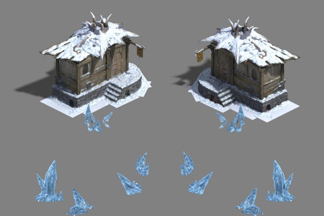 ice and snow - cabins Modello 3D .c4d .max .obj .3ds .fbx .stl .blend
