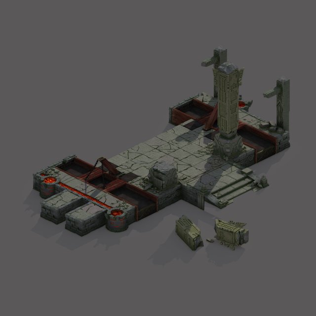horde - broken stone platform 3D Model .c4d .max .obj .3ds .fbx .stl .blend 