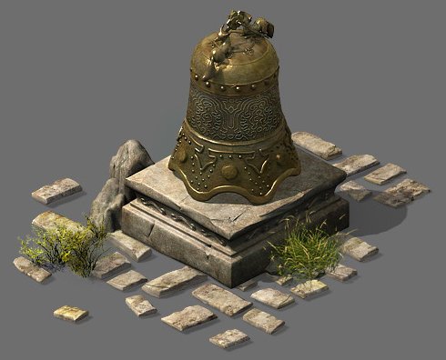 broken bronze bells 3D Model .c4d .max .obj .3ds .fbx .stl .blend 