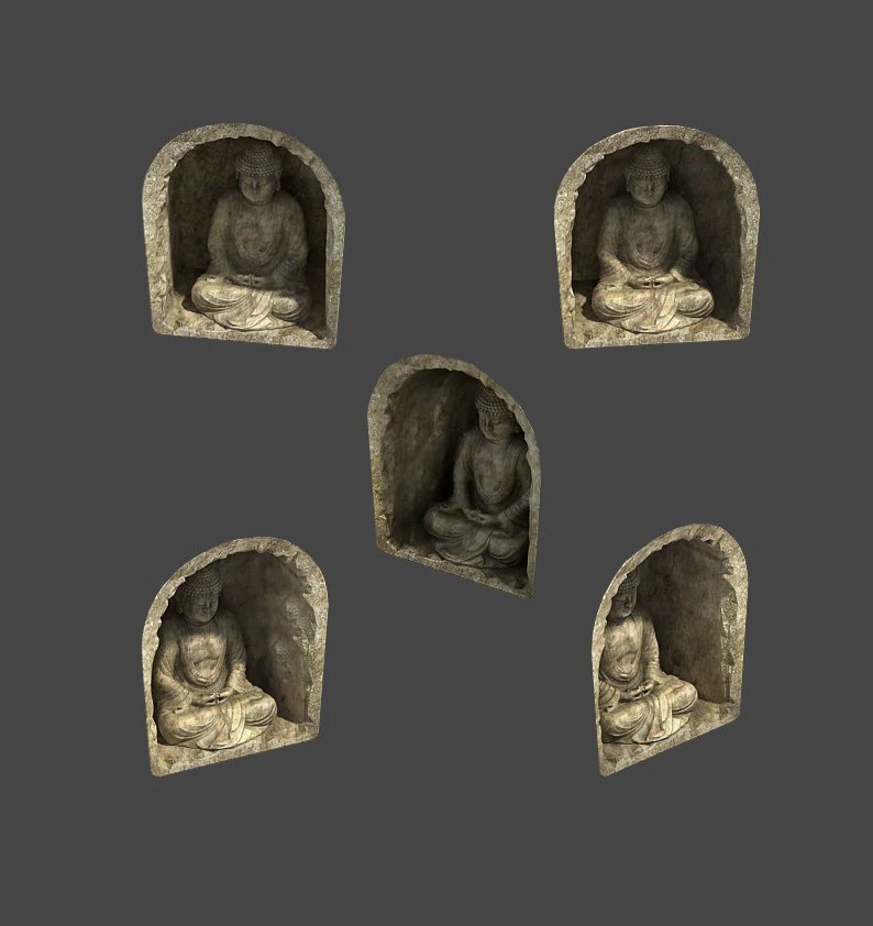 zen - wall buddha 3D Model .c4d .max .obj .3ds .fbx .stl .blend 
