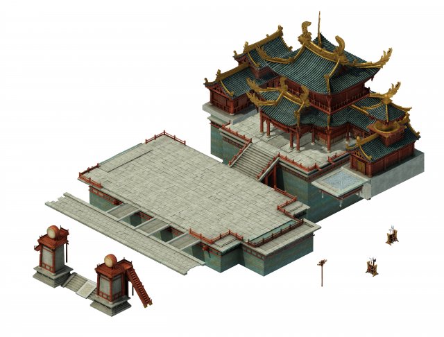 game model - city of large gang architecture 3D 模型 .c4d .max .obj .3ds .fbx .stl .blend 