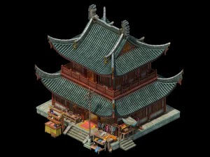 mod&egrave;le de jeu - ville - magasin de v&ecirc;tements Modèle 3D