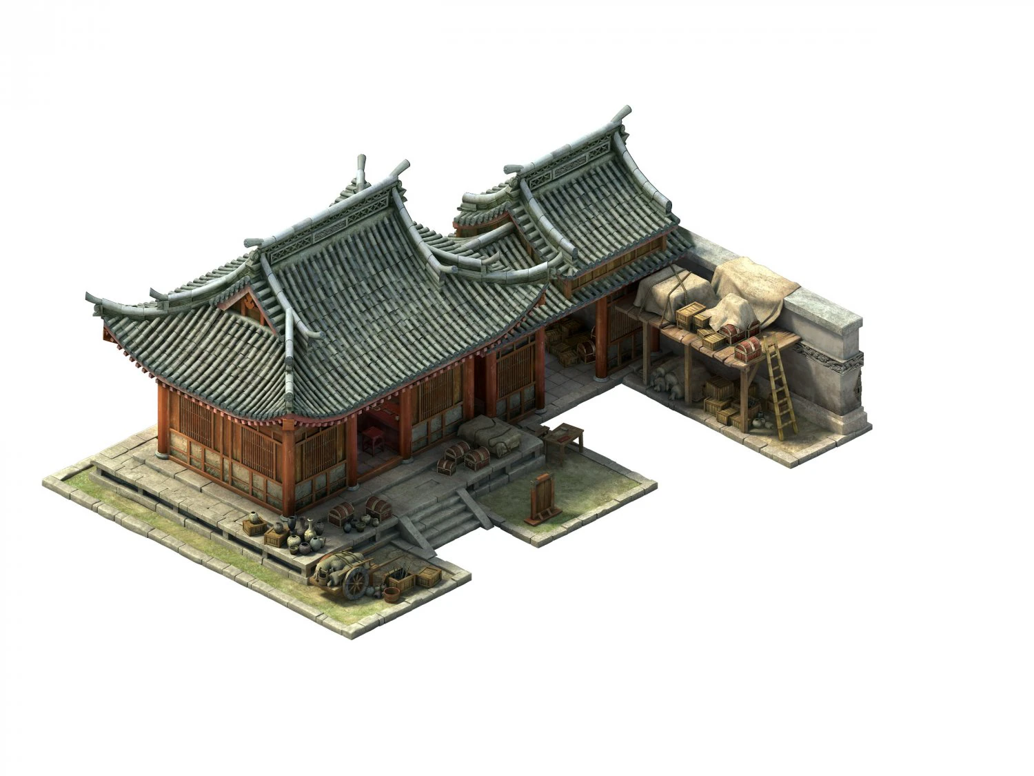 game model - city - warehouse 3D Model .c4d .max .obj .3ds .fbx .stl .blend 