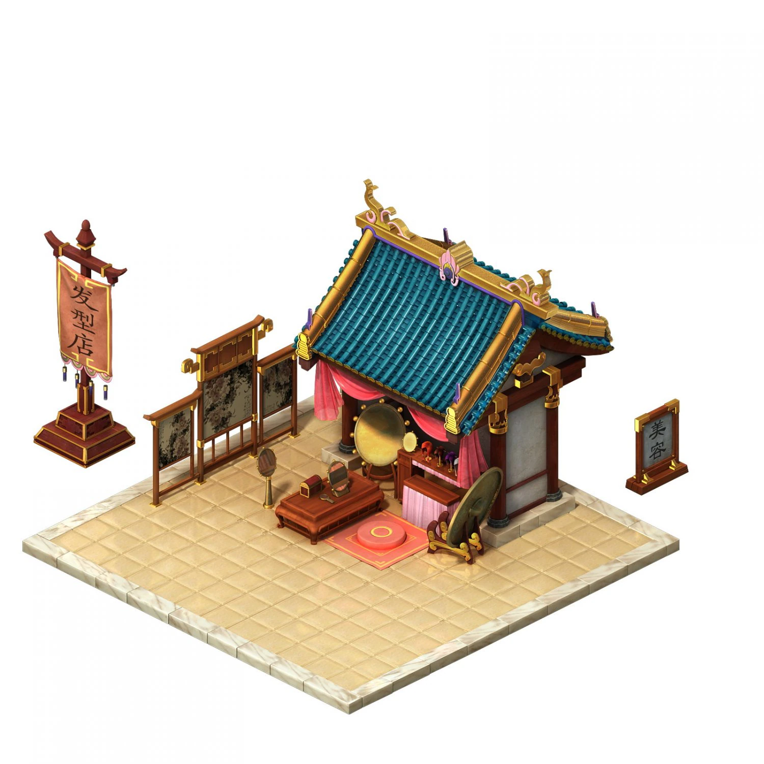 game model - city architecture - hair shop 3D Model .c4d .max .obj .3ds .fbx .stl .blend