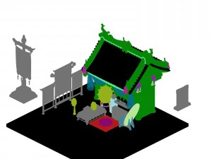 game model - city architecture - hair shop 3D Model