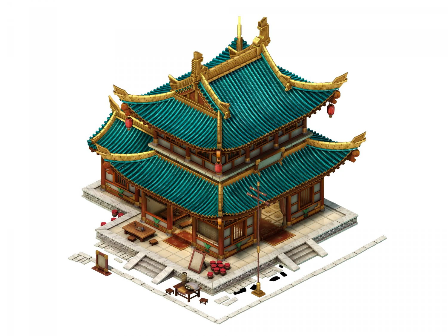 city building - guesthouse 3D Model .c4d .max .obj .3ds .fbx .stl .blend 