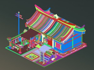 city building - musical instrument store 3D Модель