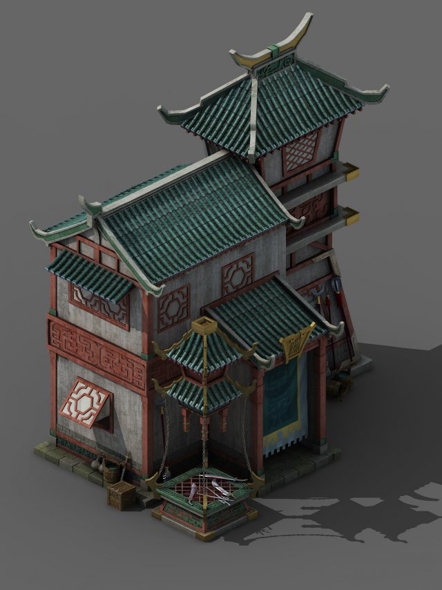city building - forging shop 3D मॉडल .c4d .max .obj .3ds .fbx .stl .blend 