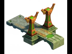 city building - small stone bridge 3D Model