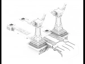 city building - small stone bridge 3D Model