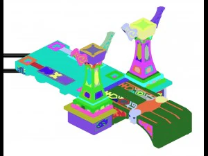 city building - small stone bridge 3D Model