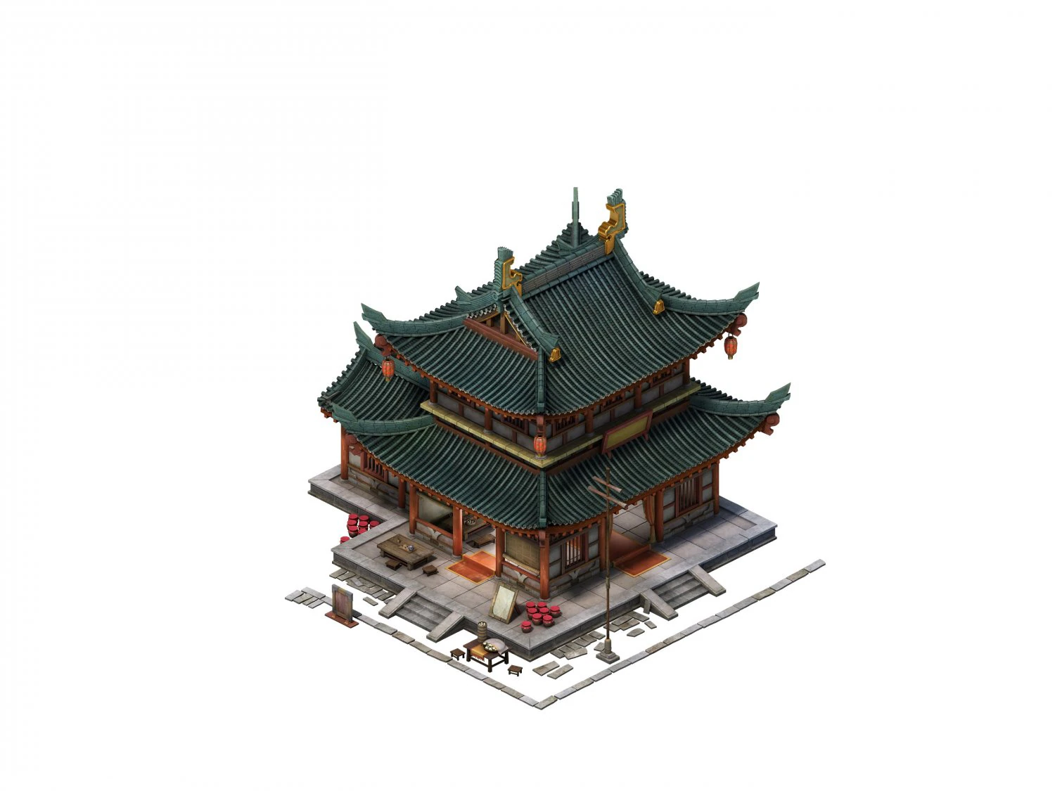 game model - city - inn 3D Model .c4d .max .obj .3ds .fbx .stl .blend 