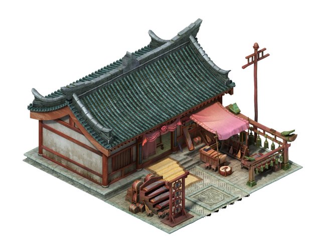 game model - city - musical instrument shop 3D Model .c4d .max .obj .3ds .fbx .stl .blend 