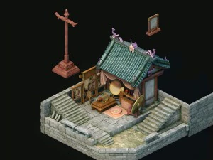 игровая модель - город - парикмахерская 3D Модель