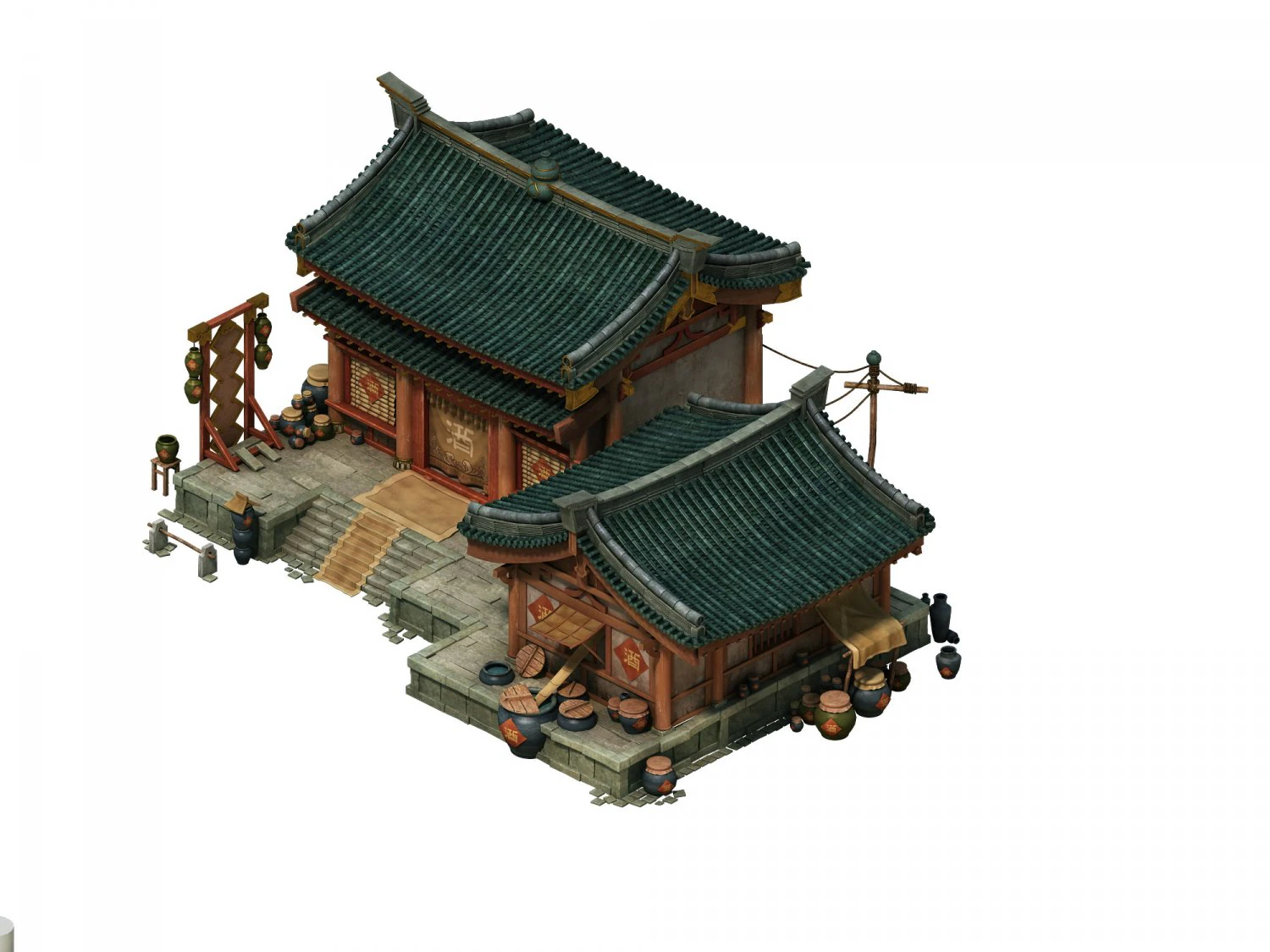game model - city - wine shop 3D Model .c4d .max .obj .3ds .fbx .stl .blend