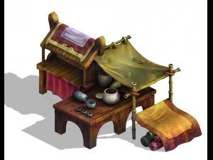 city - small shops 3D Model