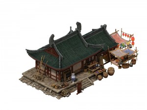 game model - city - small grocery store Model 3D