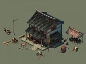 game model - city - inn hotel 3D Model