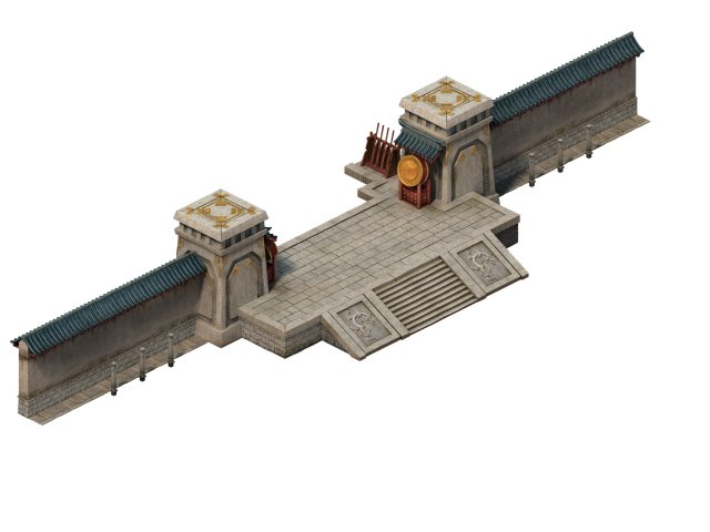 game model - the main city of the city gate Model 3D .c4d .max .obj .3ds .fbx .stl .blend 