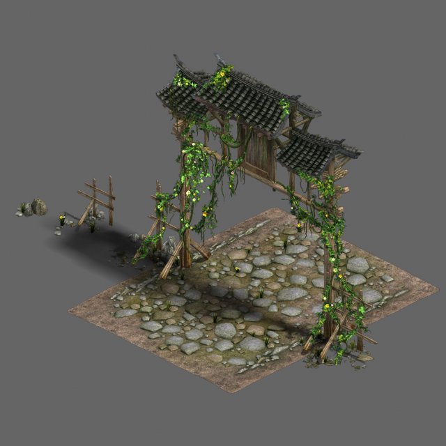 western sichuan river - the village gate 3D Model .c4d .max .obj .3ds .fbx .stl .blend 