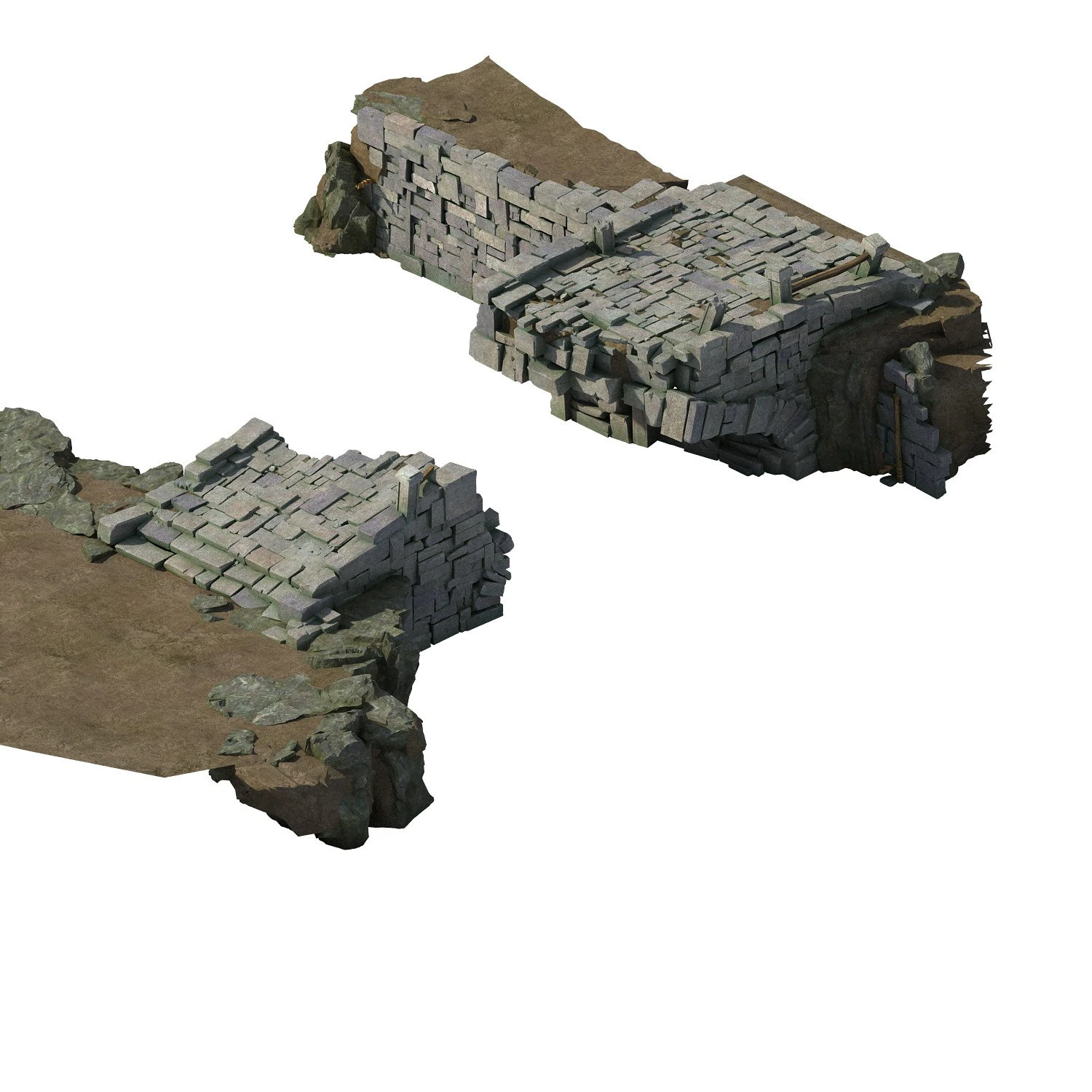 village - broken stone bridge 3D Model .c4d .max .obj .3ds .fbx .stl .blend 