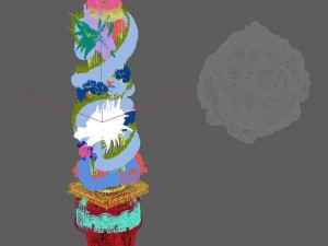 large city square - long column 3D Модель