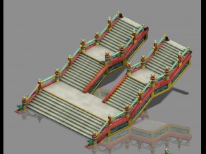 large city square - stairs 3Dモデル
