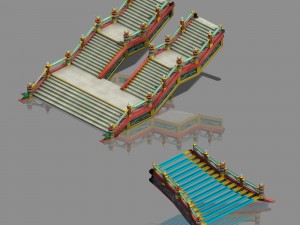 large city square - stairs 3Dモデル