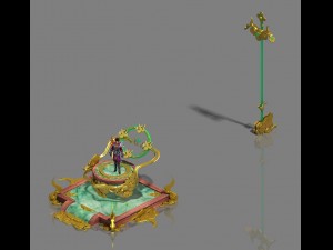 large city square - flagpole - table 3D Model
