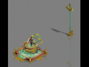 large city square - flagpole - table 3D Model