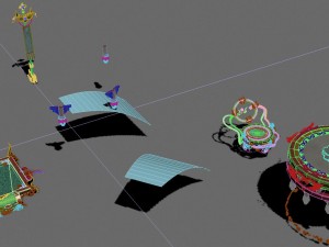large city square - flagpole - table 3D Модель