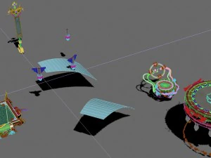 large city square - flagpole - table 3D Model