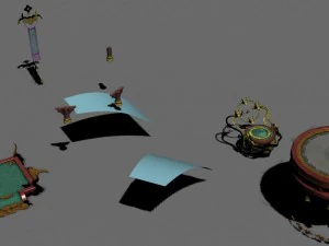 large city square - flagpole - table 3D Model