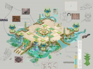 large city square - flagpole - table 3D Model