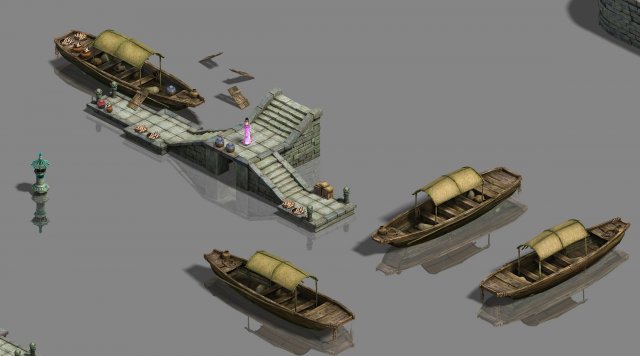 large city - river fence - dock 3D Modell .c4d .max .obj .3ds .fbx .stl .blend