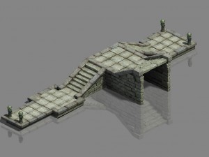 large city - river fence - dock 3D Modell