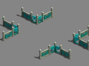 large city - river fence - dock 3D Modell