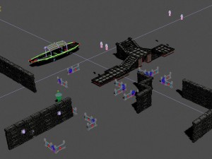 large city - river fence - dock 3D Modell
