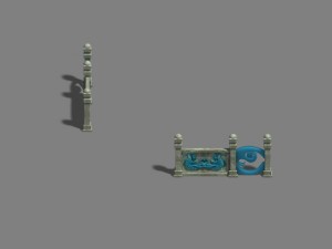 large city - river fence - dock 3D Modell