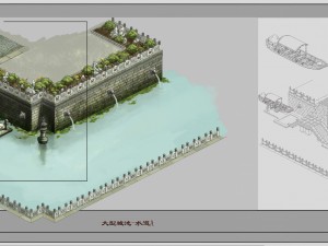 large city - river fence - dock 3D Modell
