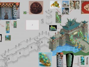 grande citt&agrave; - muro di contenimento Modello 3D