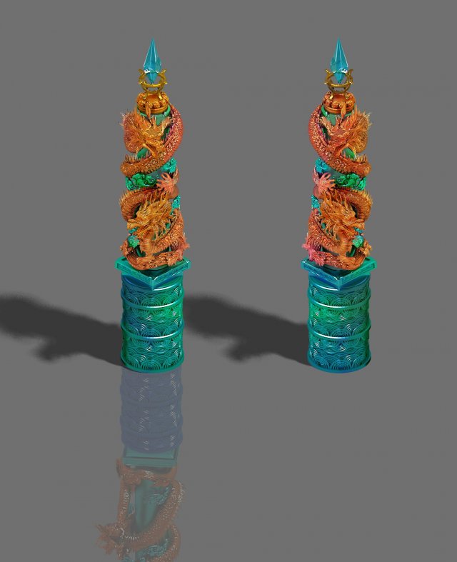 large city - dragon column Modelo 3D .c4d .max .obj .3ds .fbx .stl .blend 