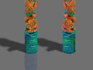 large city - dragon column Modelo 3D