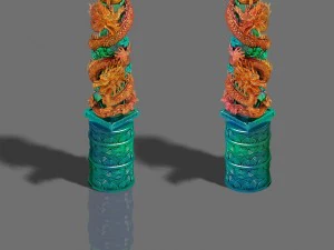 grande ville - colonne de dragon Modèle 3D