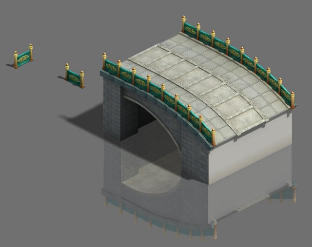 large city - stone bridge Modelo 3D .c4d .max .obj .3ds .fbx .stl .blend 