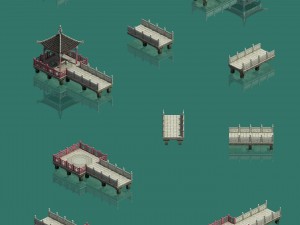 large city - water corridor stone bridge Model 3D